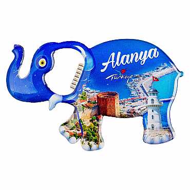 Alanya Temalı Myros Metal Büyük Fil Açacak Magnet 100x60 mm - 5