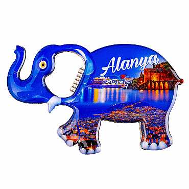 Alanya Temalı Myros Metal Büyük Fil Açacak Magnet 100x60 mm - 6