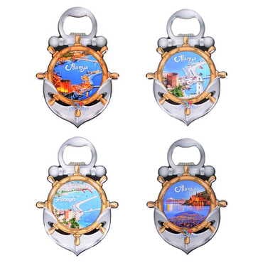 Alanya Themed Anchor Shaped Metal Magnetic Bottle Opener 105x72 mm - 3