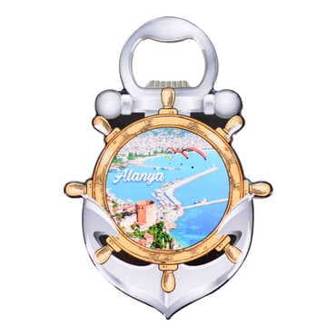 Alanya Themed Anchor Shaped Metal Magnetic Bottle Opener 105x72 mm - 5