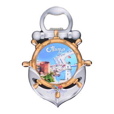 Alanya Themed Anchor Shaped Metal Magnetic Bottle Opener 105x72 mm - 7
