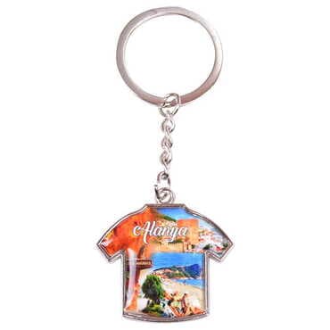 Alanya Themed Metal T-Shirt Shaped Keychain 34x92 mm - 6