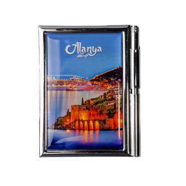 Alanya Temalı Myros Metal Kalemli Notluk 86x66x8 mm - Myros