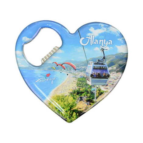 Toptan Alanya Temalı Myros Metal Kalp Açacak Magnet 85x76 mm - 5