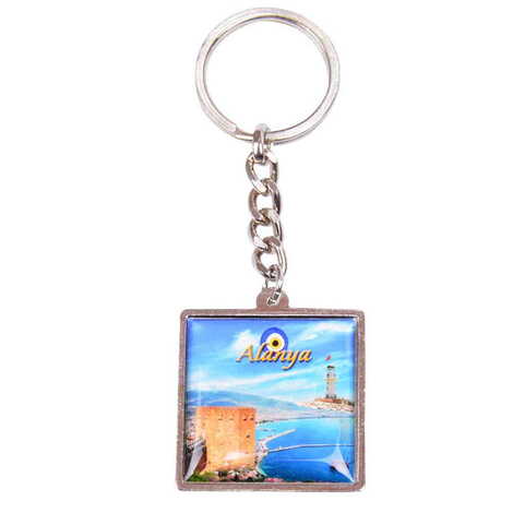 Toptan Alanya Temalı Myros Metal Kare Anahtarlık 36x95 mm - 4
