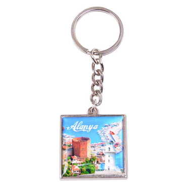 Toptan Alanya Temalı Myros Metal Kare Anahtarlık 36x95 mm - 6
