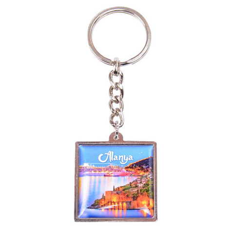 Toptan Alanya Temalı Myros Metal Kare Anahtarlık 36x95 mm - 7