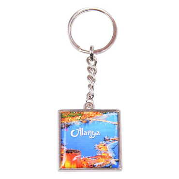 Toptan Alanya Temalı Myros Metal Kare Anahtarlık 36x95 mm - 8
