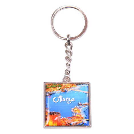 Toptan Alanya Temalı Myros Metal Kare Anahtarlık 36x95 mm - 8