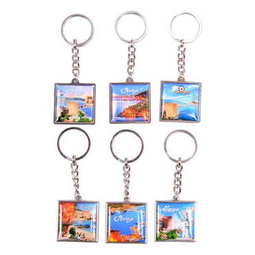 Toptan Alanya Temalı Myros Metal Kare Anahtarlık 36x95 mm - 2