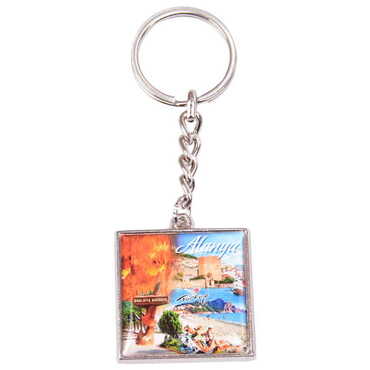 Toptan Alanya Temalı Myros Metal Kare Anahtarlık 36x95 mm - 3