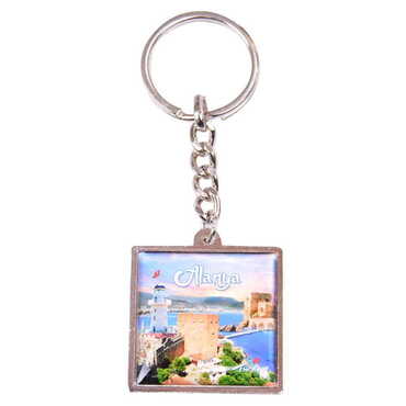 Toptan Alanya Temalı Myros Metal Kare Anahtarlık 36x95 mm - 5