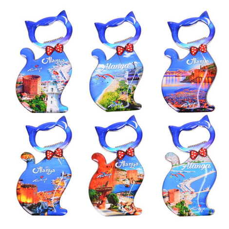 Toptan Alanya Temalı Myros Metal Kedi Açacak Magnet 97x48 mm - 3