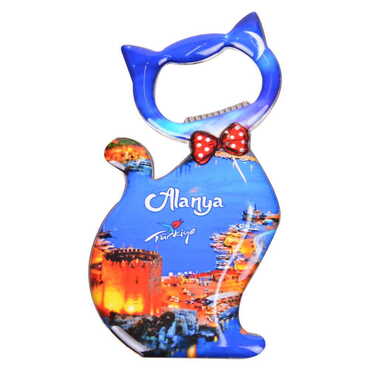 Toptan Alanya Temalı Myros Metal Kedi Açacak Magnet 97x48 mm - 4