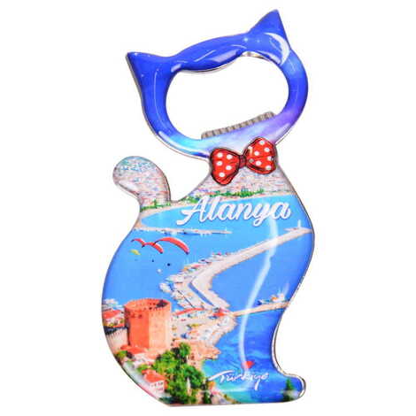 Toptan Alanya Temalı Myros Metal Kedi Açacak Magnet 97x48 mm - 5