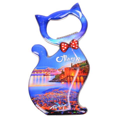 Toptan Alanya Temalı Myros Metal Kedi Açacak Magnet 97x48 mm - 6
