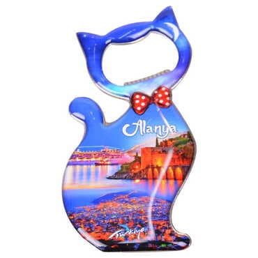 Toptan Alanya Temalı Myros Metal Kedi Açacak Magnet 97x48 mm - 6