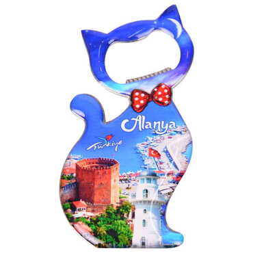 Toptan Alanya Temalı Myros Metal Kedi Açacak Magnet 97x48 mm - 8