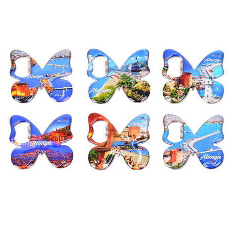 Toptan Alanya Temalı Myros Metal Kelebek Açacak Magnet 70x70 mm - 4