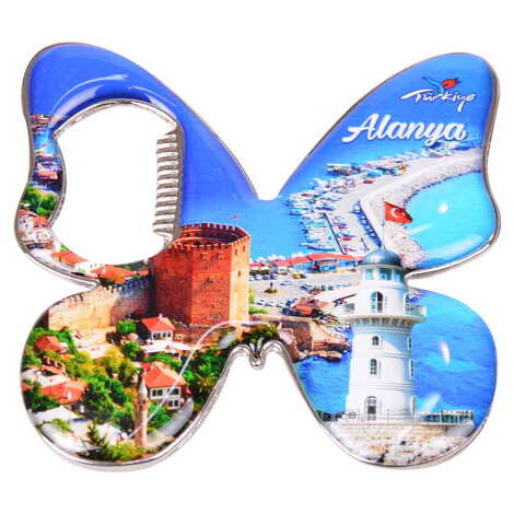 Toptan Alanya Temalı Myros Metal Kelebek Açacak Magnet 70x70 mm - 7