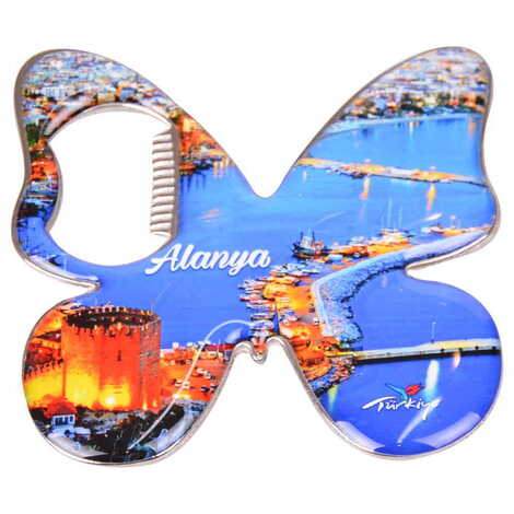 Toptan Alanya Temalı Myros Metal Kelebek Açacak Magnet 70x70 mm - 8
