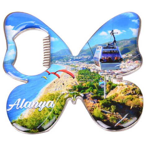 Toptan Alanya Temalı Myros Metal Kelebek Açacak Magnet 70x70 mm - 9