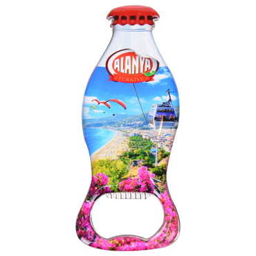 Toptan Alanya Temalı Myros Metal Kola Şişesi Açacak Magnet 120x41 mm - Myros