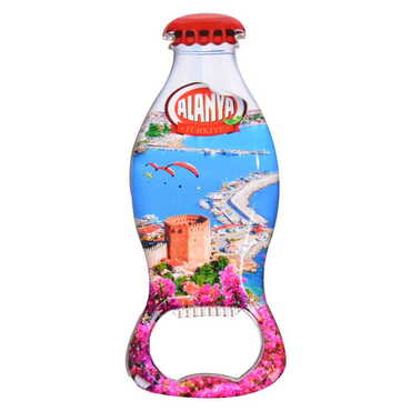 Alanya Themed Coke Bottle Shaped Metal Magnetic Bottle Opener 120x41 mm - 7