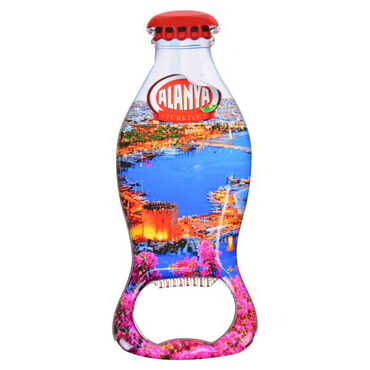 Alanya Themed Coke Bottle Shaped Metal Magnetic Bottle Opener 120x41 mm - 9