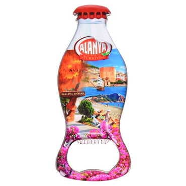 Alanya Themed Coke Bottle Shaped Metal Magnetic Bottle Opener 120x41 mm - 10