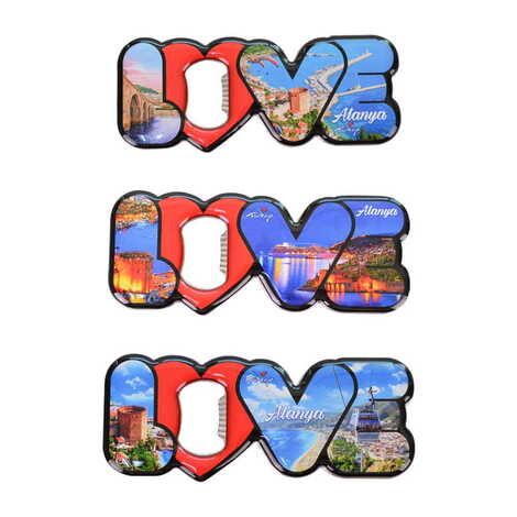 Toptan Alanya Temalı Myros Metal Love Açacak Magnet 114x47 mm - 3