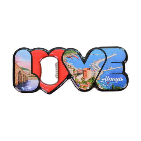 Toptan Alanya Temalı Myros Metal Love Açacak Magnet 114x47 mm - 6