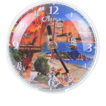 Toptan Alanya Temalı Myros Plastik Saat Magnet - Myros