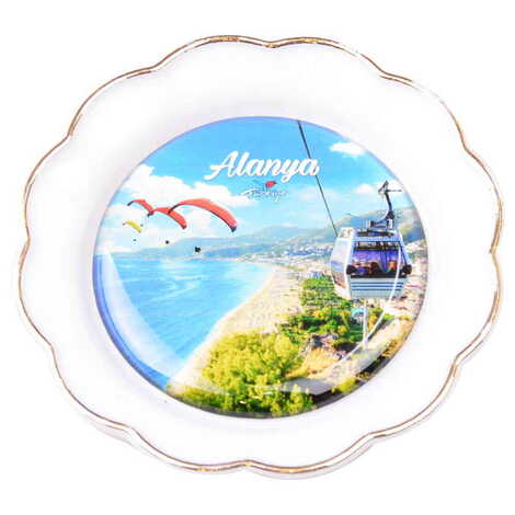 Toptan Alanya Temalı Myros Tabak Magnet 73 mm - 12