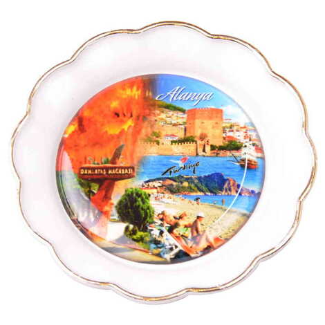 Toptan Alanya Temalı Myros Tabak Magnet 73 mm - 14