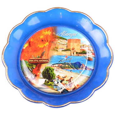 Toptan Alanya Temalı Myros Tabak Magnet 73 mm - Myros