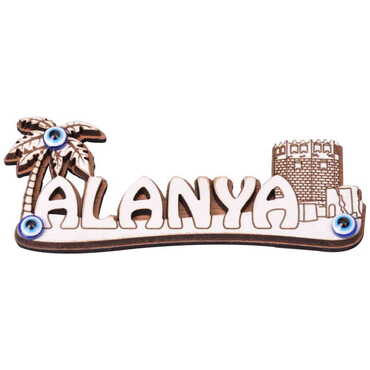 Toptan Alanya Temalı Myros Yazı Ahşap Magnet - 4