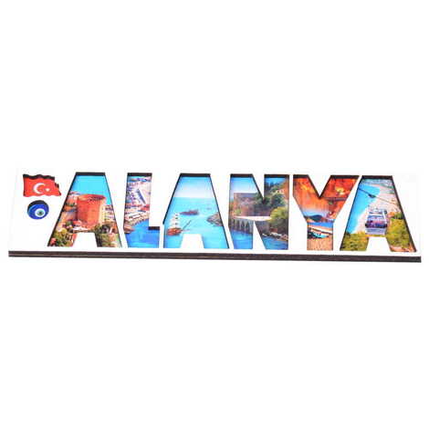 Toptan Alanya Temalı Myros Yazı Ahşap Magnet - 11