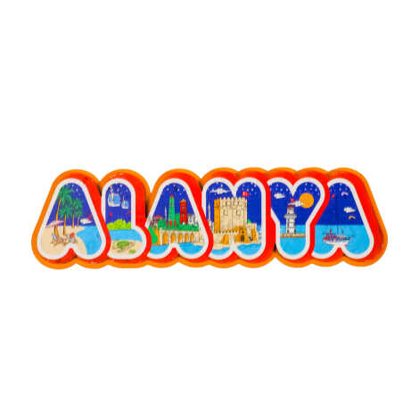 Toptan Alanya Temalı Myros Yazı Ahşap Magnet - 1