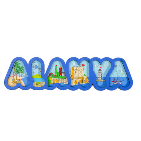 Toptan Alanya Temalı Myros Yazı Ahşap Magnet - 5