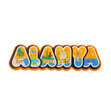 Toptan Alanya Temalı Myros Yazı Ahşap Magnet - 6