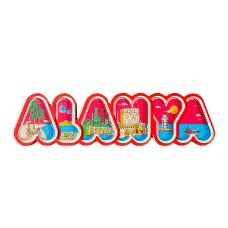 Toptan Alanya Temalı Myros Yazı Ahşap Magnet - 7