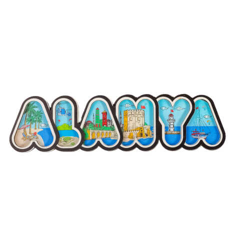 Toptan Alanya Temalı Myros Yazı Ahşap Magnet - 8
