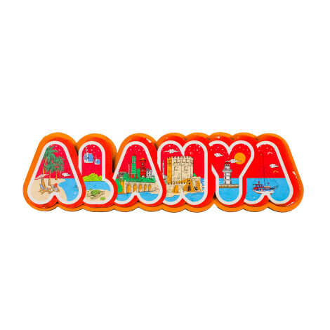 Toptan Alanya Temalı Myros Yazı Ahşap Magnet - 9