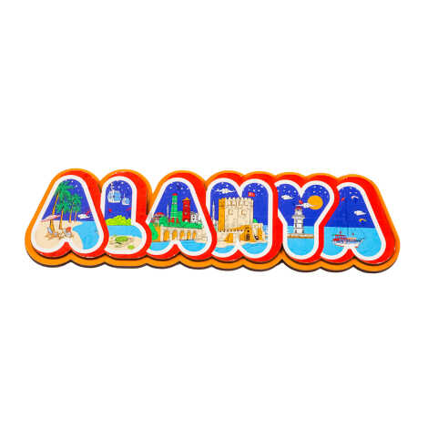 Toptan Alanya Temalı Myros Yazı Ahşap Magnet - 2
