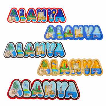 Toptan Alanya Temalı Myros Yazı Ahşap Magnet - 4