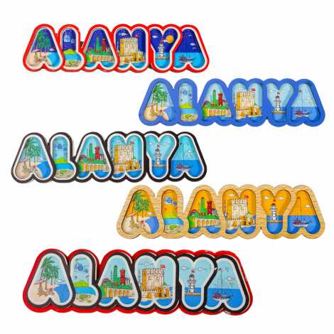 Toptan Alanya Temalı Myros Yazı Ahşap Magnet - 4