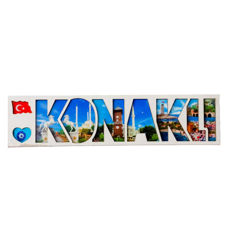 Toptan Alanya Temalı Myros Yazı Ahşap Magnet - 12