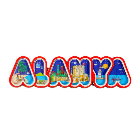 Toptan Alanya Temalı Myros Yazı Ahşap Magnet - 16