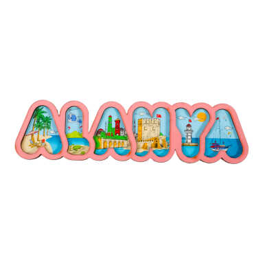 Toptan Alanya Temalı Myros Yazı Ahşap Magnet - 17